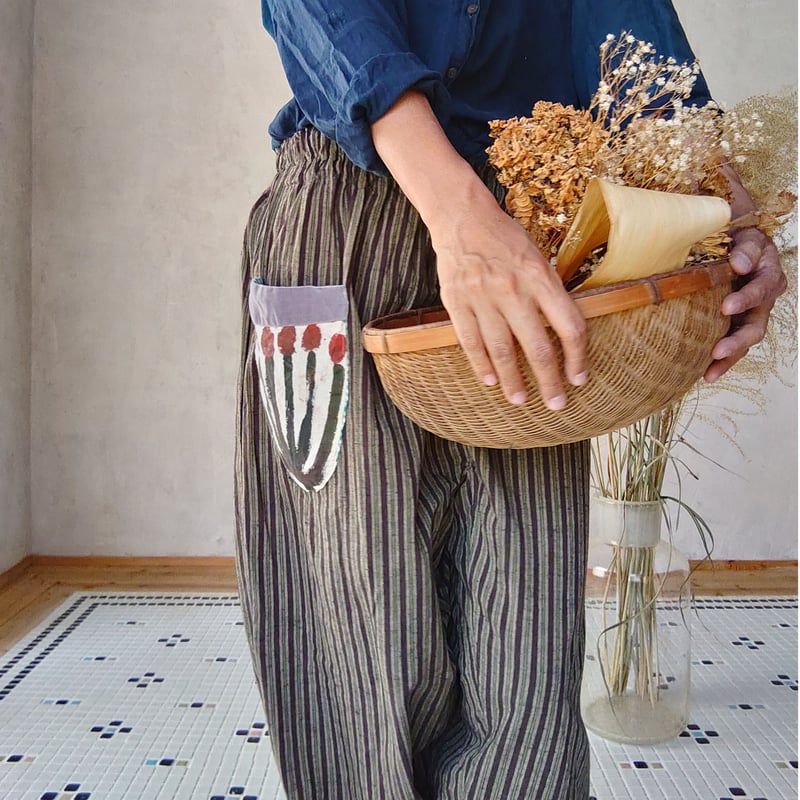 早川ユミ「遠州紬もんぺ」灰・フリーサイズ | design labo chica 早川ユミ「遠州紬もんぺ」灰・フリーサイズ | design labo chica