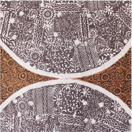 MamiTsuji Blockprint カット生地「ひとつ・茶」ベビースラブコットン地