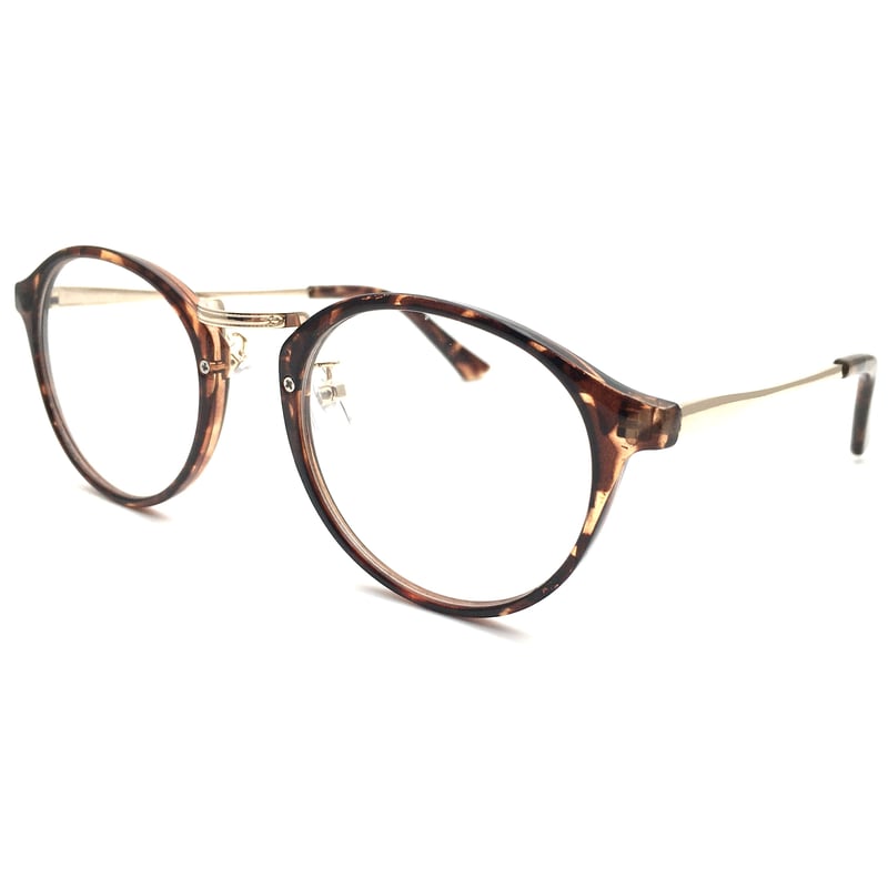 上品なゴールドテンプル 優しい印象のボストンタイプの伊達メガネ 【3