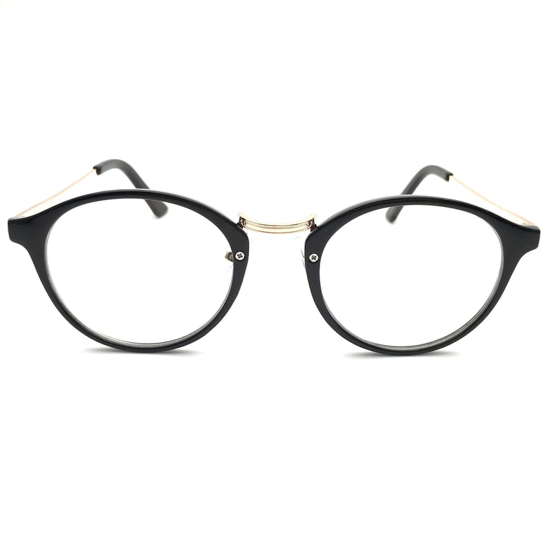 上品なゴールドテンプル 優しい印象のボストンタイプの伊達メガネ 【3