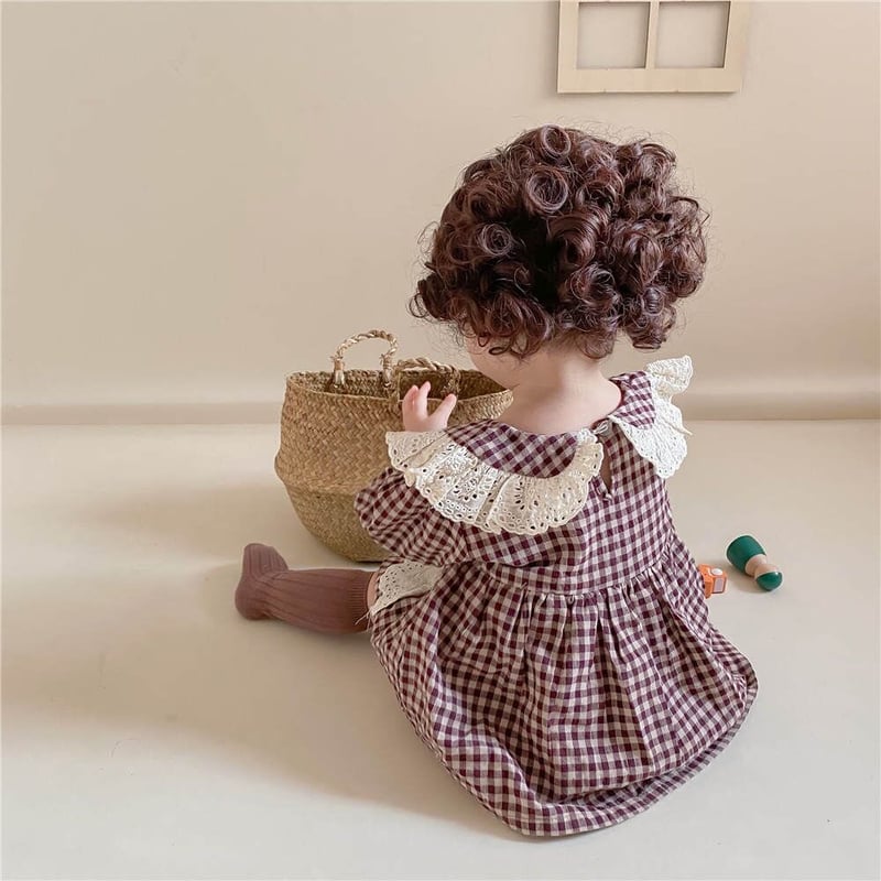 フリフリチェックワンピース＋ボンネット | Ichine