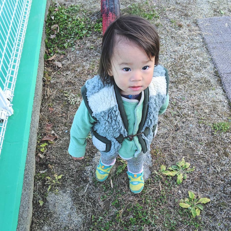 キッズボアベスト グリーン | Polka.