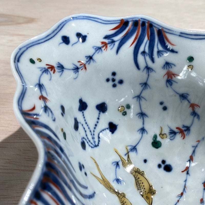 赤楽　蓮葉皿 21-3 色絵蓮葉形深向附 小坂大毅 | ryoisseki-online by うつわ