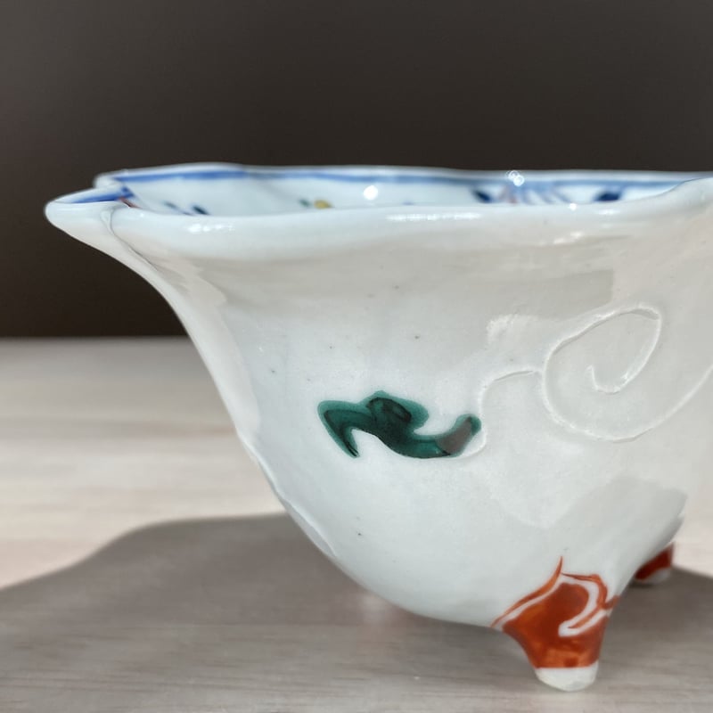 21-4 色絵蓮葉形深向附 小坂大毅 | ryoisseki-online by うつわや涼一石