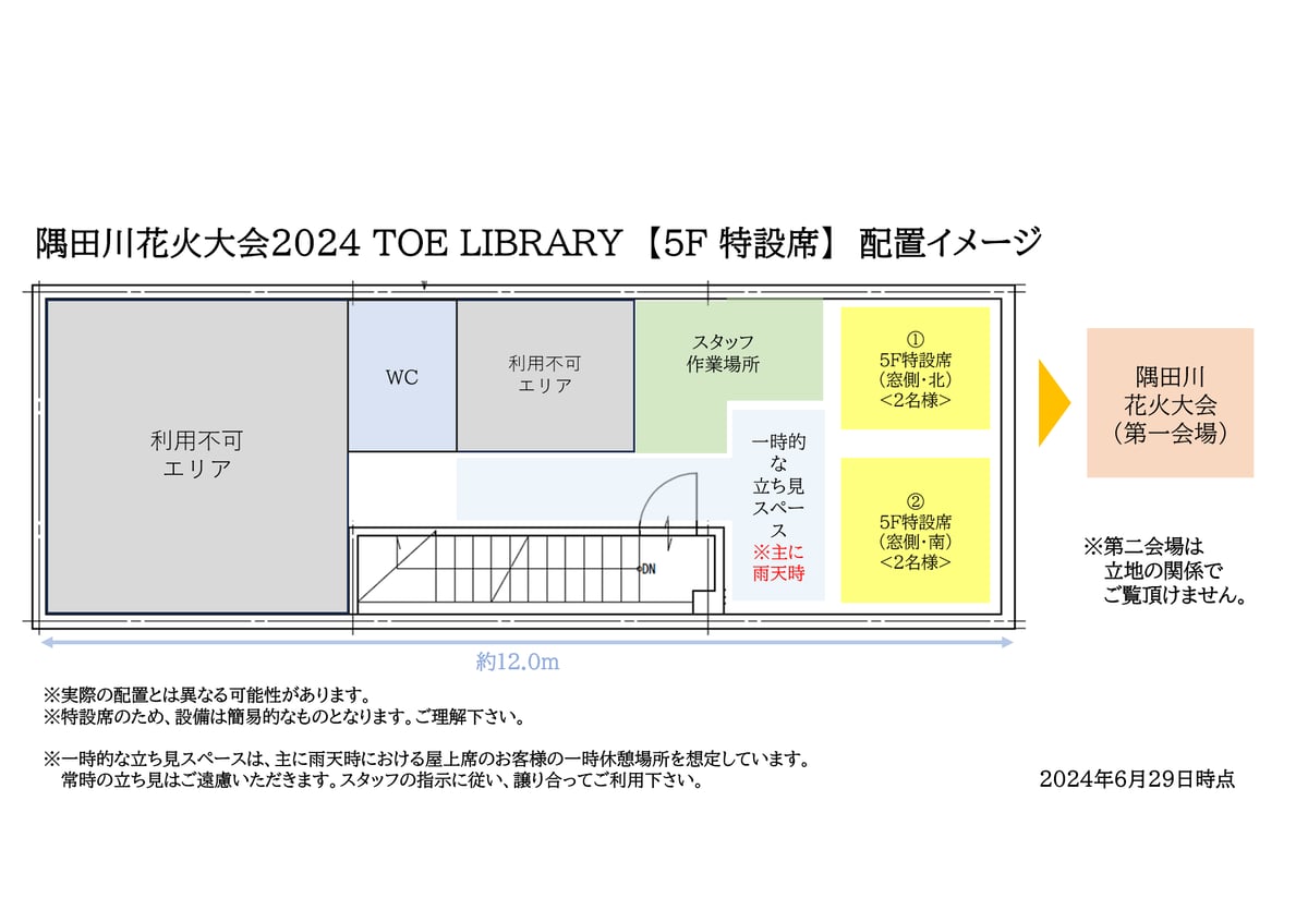 隅田川花火大会 2024年 2名様分 指定席 蔵前親水テラス(2024年 隅田川花火大会 2024年 2名様分 指定席 蔵前親水テラス(2024年