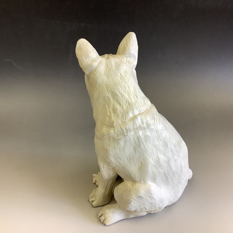 犬置物フレンチブルドック 白 樹脂製 ドッグフィギュア レジン