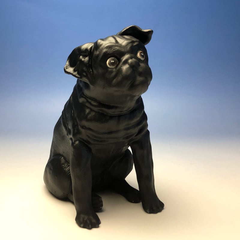 パグ 2体セット イヌ 犬 置物 シルバー 銀 オブジェ モダン 43300DG