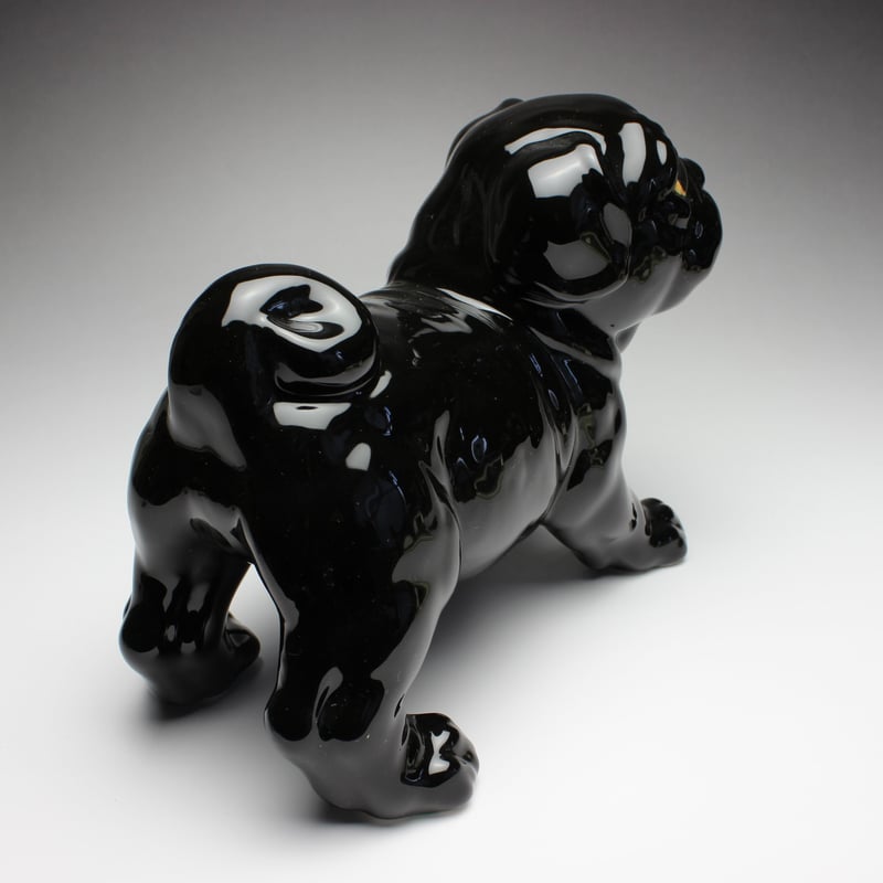 陶器犬置物 パグ パピー(仔犬) 黒 | Haniibaaz