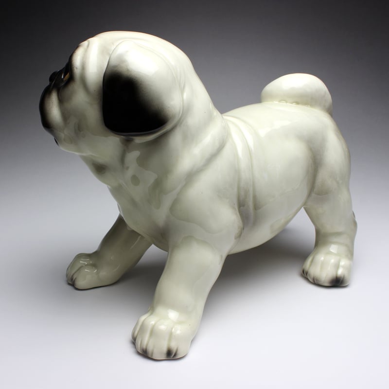 陶器犬置物 パグ パピー(仔犬) シルバーフォーン | Haniibaaz