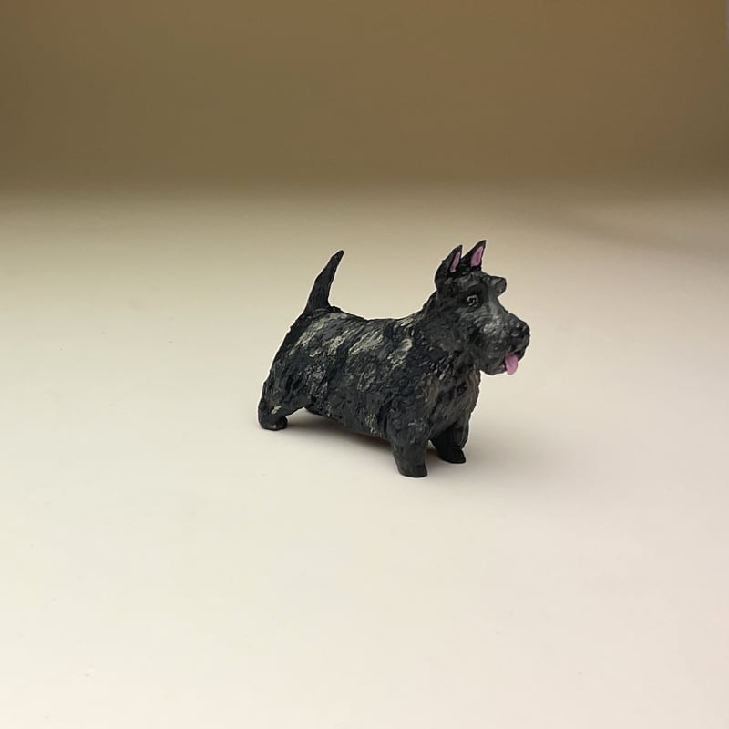 ミニチュア犬フィギュア スコティッシュテリア ブリンドル 樹脂製 犬