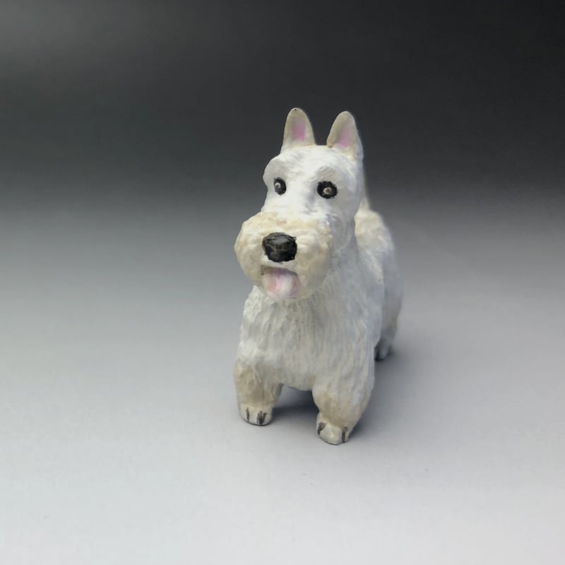 ミニチュア犬フィギュア スコティッシュテリア 白 ウィートン