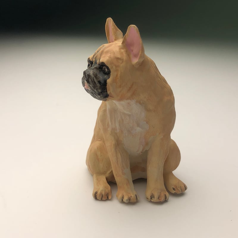 ミニチュア犬フィギュア フレンチブルドック フォーン 樹脂製 犬