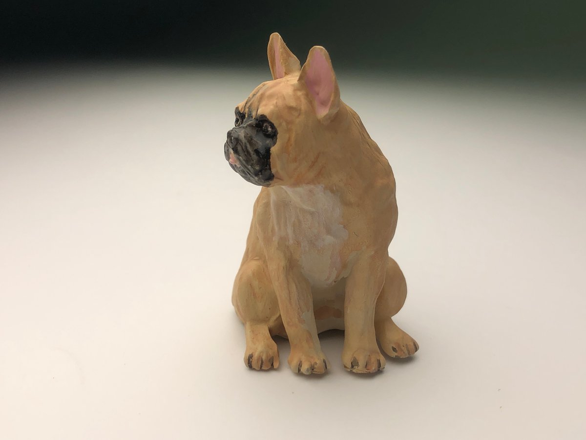 ミニチュア犬フィギュア フレンチブルドック フォーン 樹脂製 犬置物