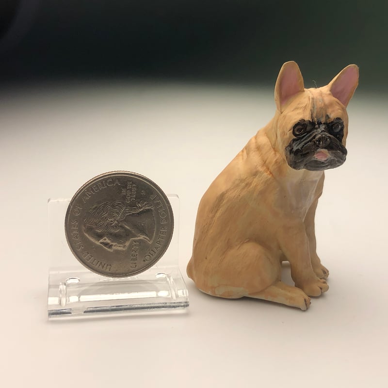 ミニチュア犬フィギュア フレンチブルドック フォーン 樹脂製 犬置物
