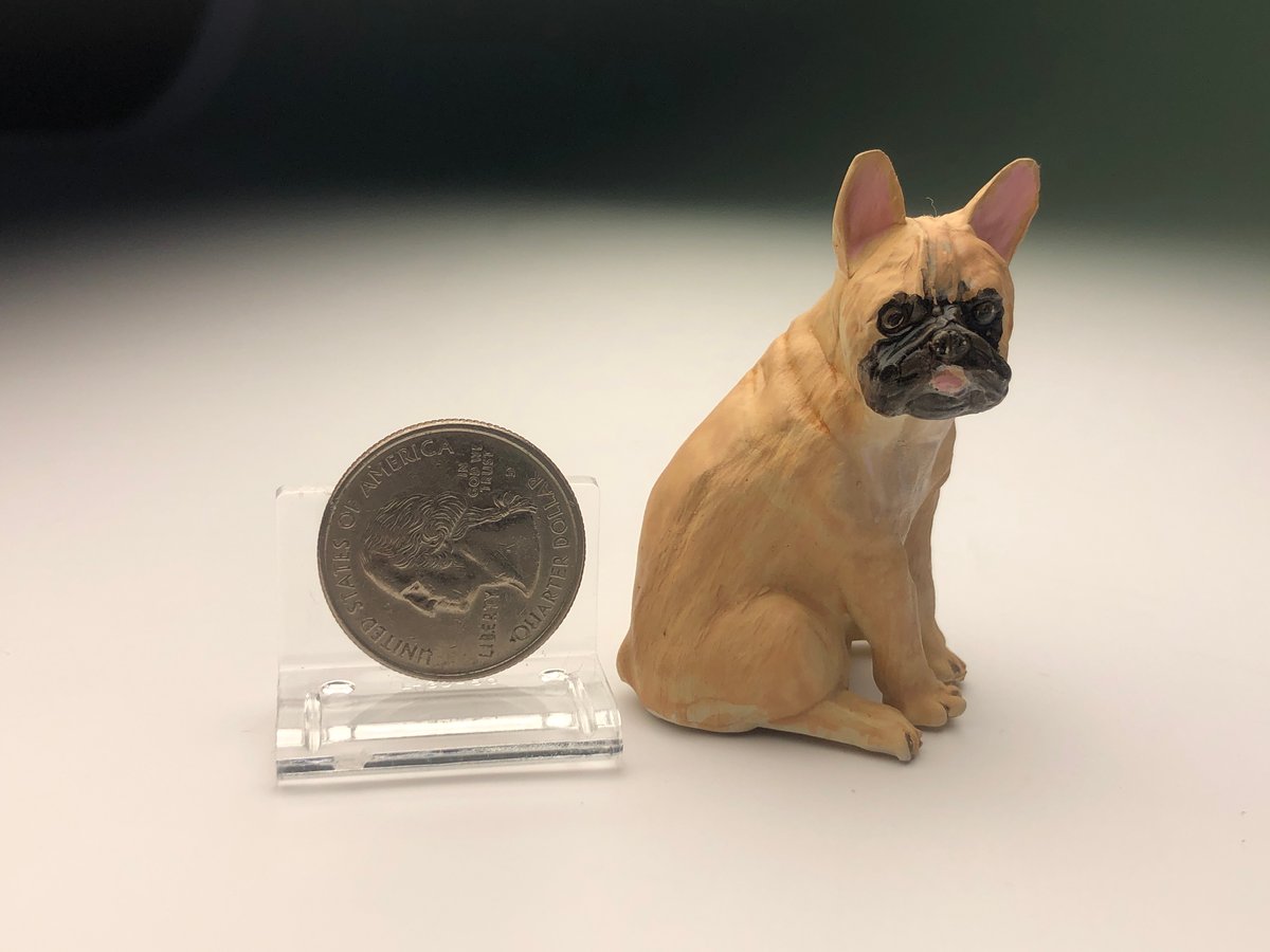 ミニチュア犬フィギュア フレンチブルドック フォーン 樹脂製 犬置物