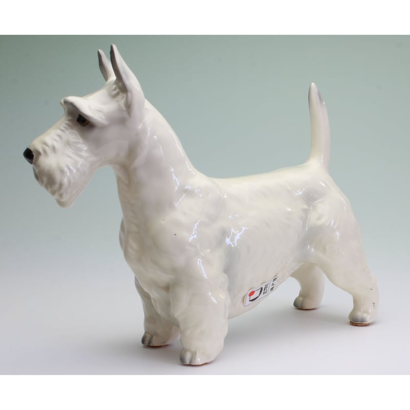陶器犬置物 スコティッシュテリア 白 小 | Haniibaaz