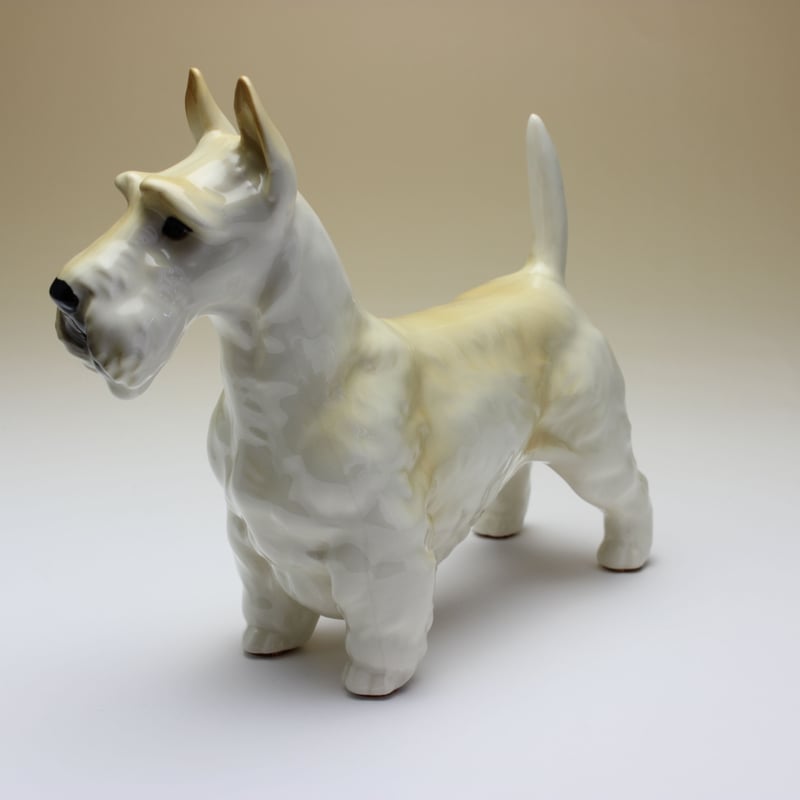 犬　スコティッシュテリア　陶器　置物　インテリア　工芸品　美術品　A3118 陶器犬置物 スコティッシュテリア ウイートン 小麦 小 | Haniibaaz