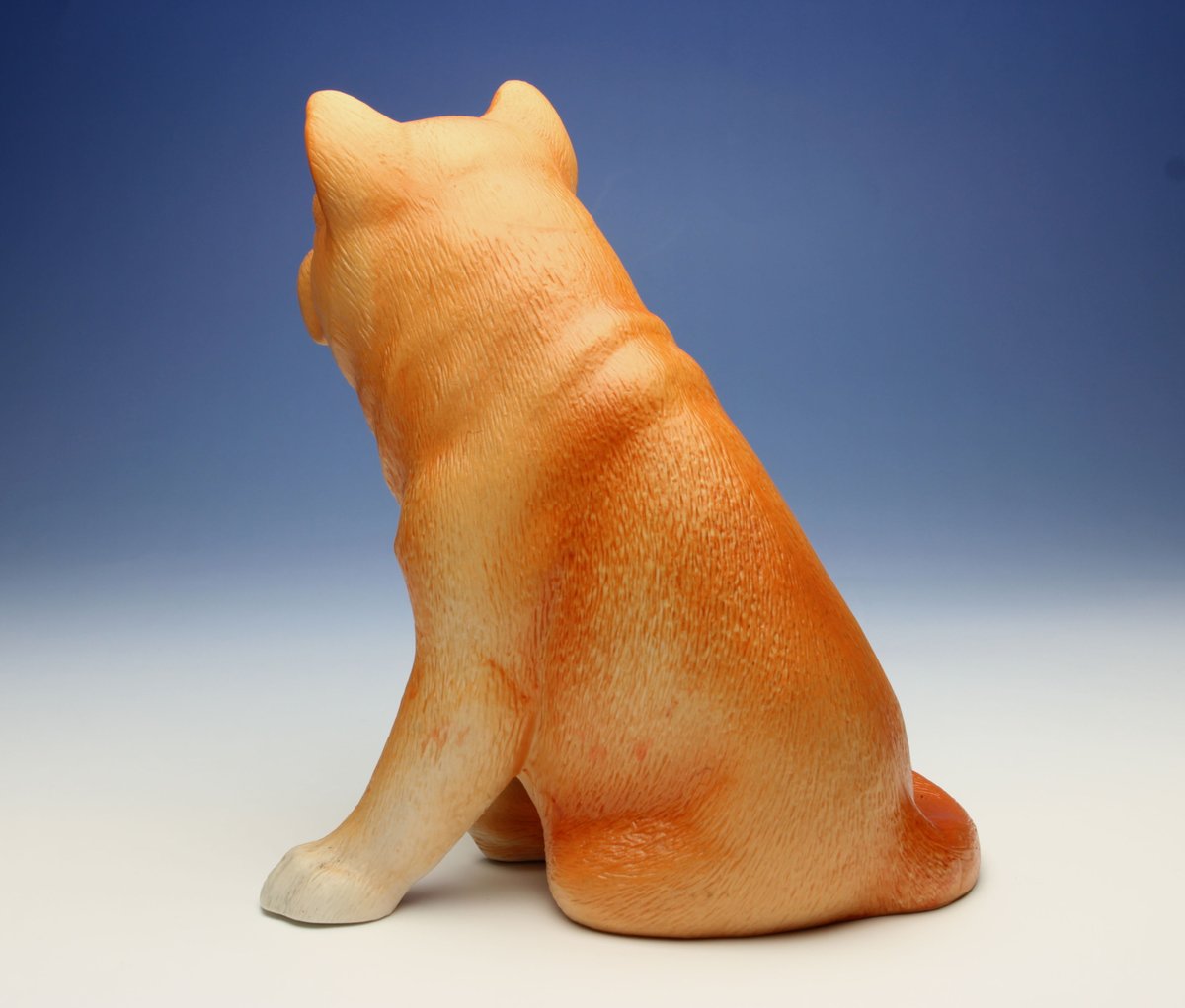 陶器犬置物 柴犬 赤柴・仔犬 座り姿 マット仕上げ 倒産品 -在庫