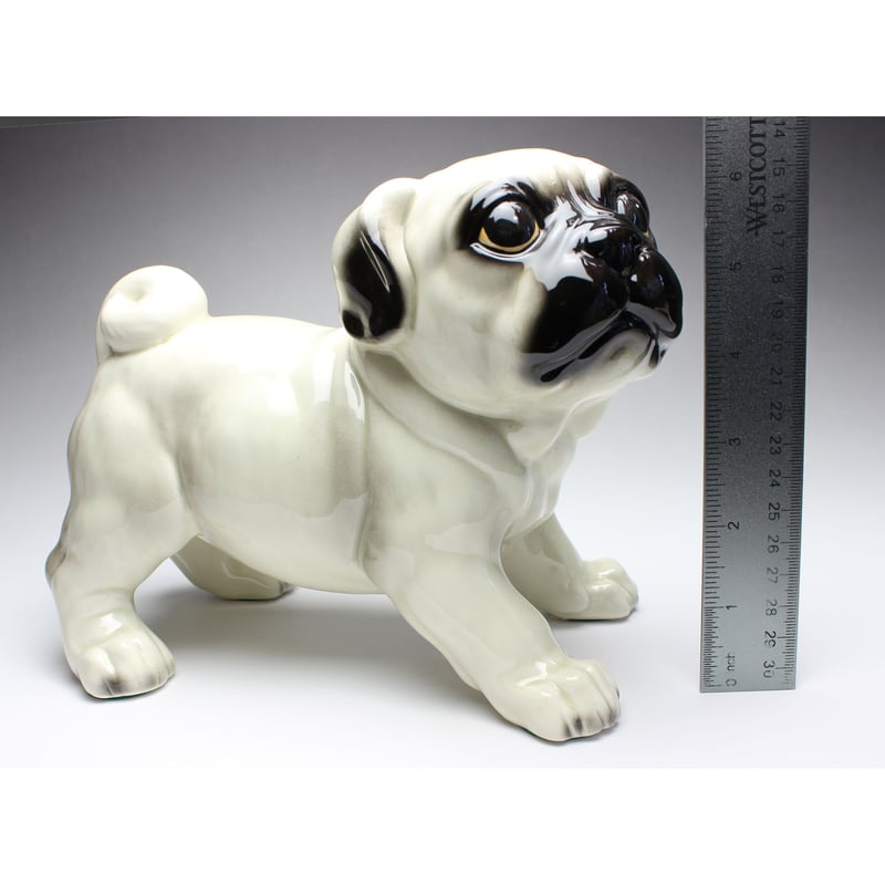 陶器犬置物 パグ パピー(仔犬) シルバーフォーン | Haniibaaz