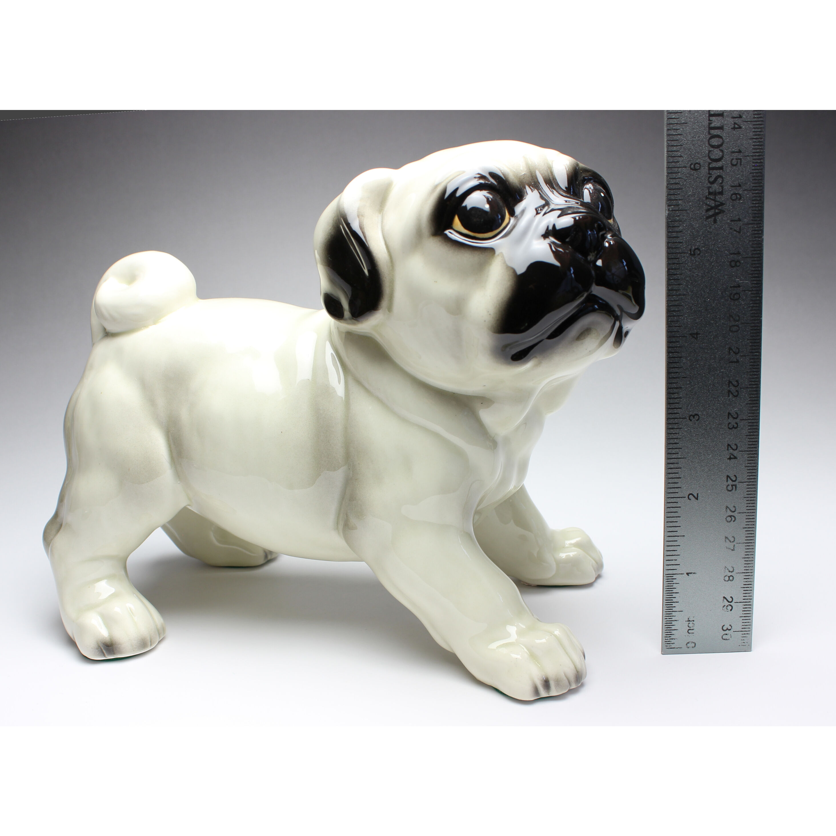 陶器犬置物 パグ パピー(仔犬) シルバーフォーン | Haniibaaz