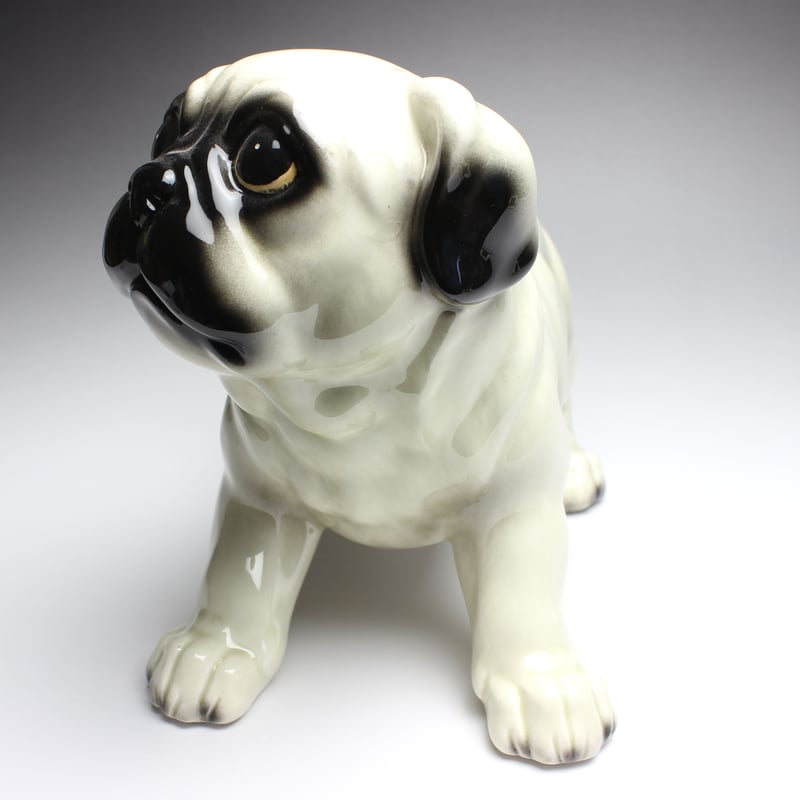 陶器犬置物 パグ パピー(仔犬) シルバーフォーン | Haniibaaz