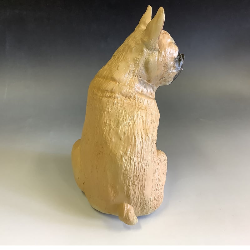 犬置物フレンチブルドックフォーン樹脂製 ドッグフィギュア レジン