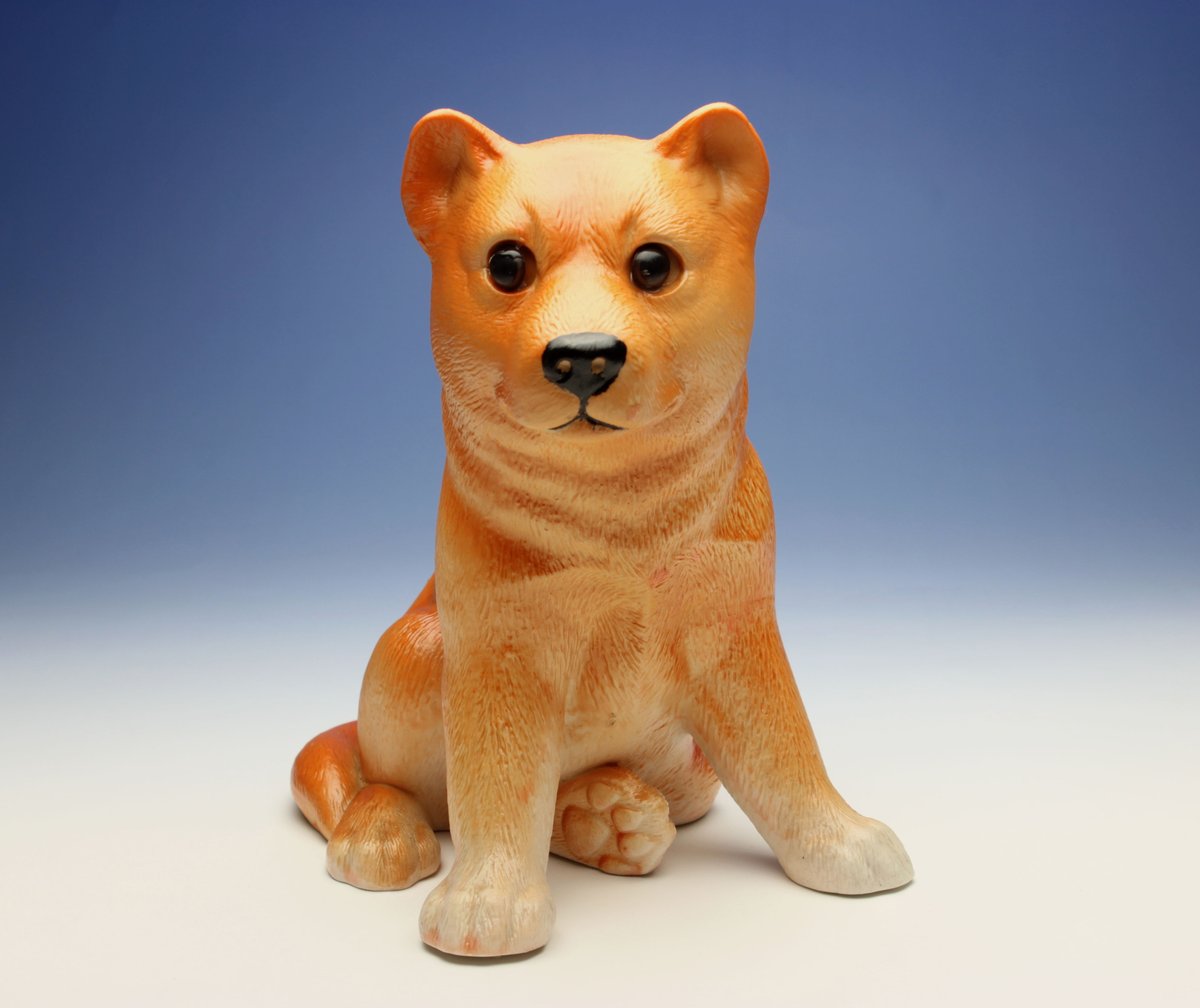 陶器犬置物 柴犬 赤柴・仔犬 座り姿 マット仕上げ 倒産品 -在庫 陶器犬置物 柴犬 赤柴・仔犬 座り姿 マット仕上げ 倒産品 -在庫