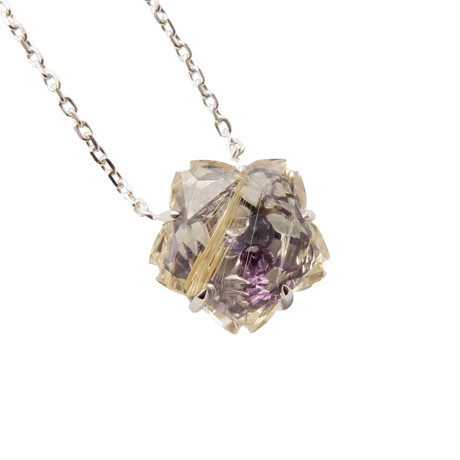 【necklace】　ルチルクォーツ　10mm　ぺたんこさくらシェイプ
