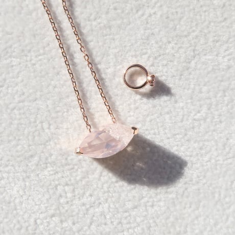 【necklace】　ローズクォーツ 12×6mm マーキス クラッシュクォーツ