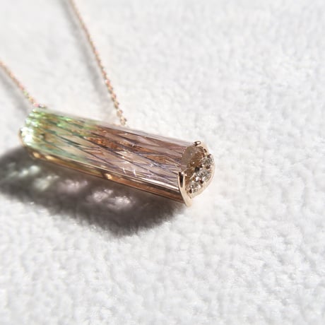 バイカラートルマリン 変則 甲州貴石切子 ネックレス