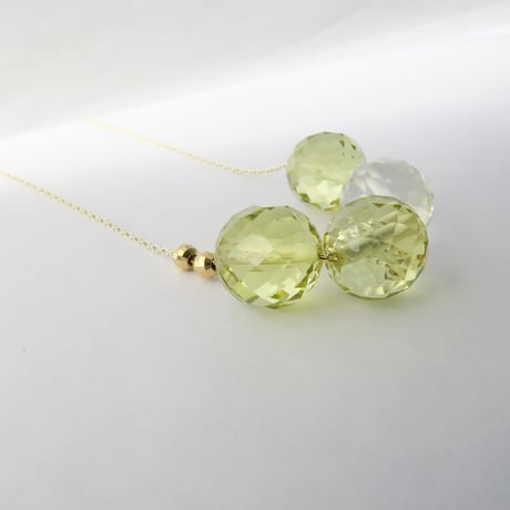 【necklace】　bubble（レモンクォーツ・白水晶）N-284