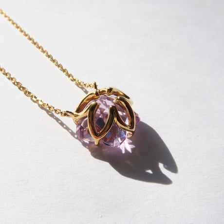 ローズアメジスト 10mm さくらシェイプカット necklace