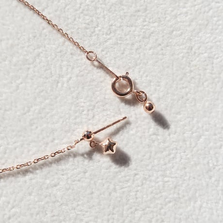 【necklace】　ローズクォーツ　10mm　星細工