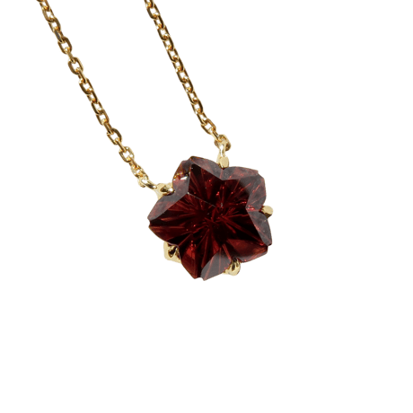 【necklace】　ガーネット 桜型 甲州貴石切子