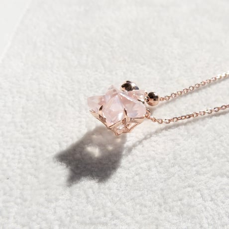 【necklace】　ローズクォーツ　10mm　星細工