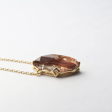 【necklace】　レッドルチルクォーツ　かんなカット
