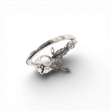 【Ring】　白水晶　8mm　カメリアカット　＃12