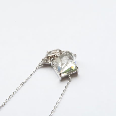 【ncklace】　スモーキークォーツ mini甲州貴石切子 + ルチルクォーツかんなカット