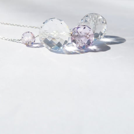 【necklace】　bubble（白水晶・ローズアメジスト）N-283