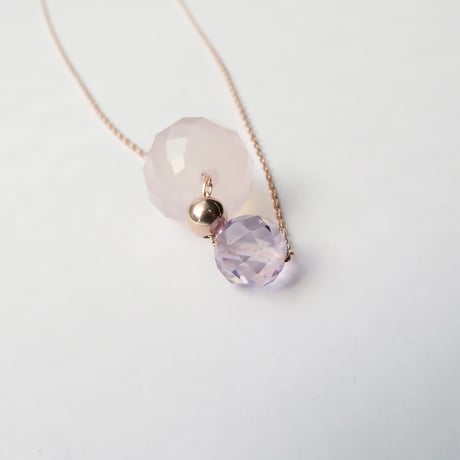 【necklace】　bubble（ローズクォーツ・ローズアメジスト）N-285