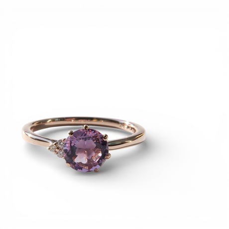 【Ring】　ローズアメジスト　6mm　クローバーインカット　＃11