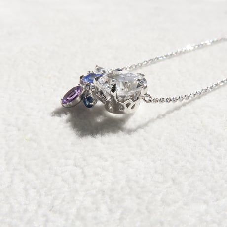 【necklace】　白水晶 8mm さくらインカット purple