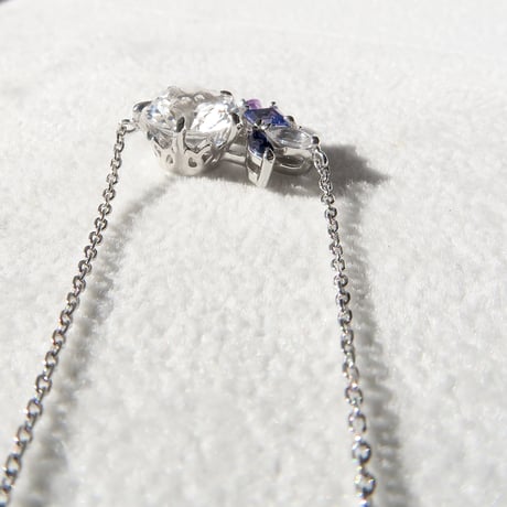 【necklace】　白水晶 8mm さくらインカット purple