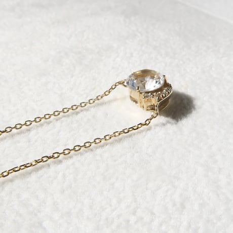 【necklace】　白水晶 6mm さくらインカット