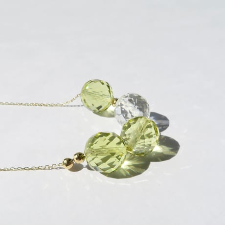 【necklace】　bubble（レモンクォーツ・白水晶）N-284