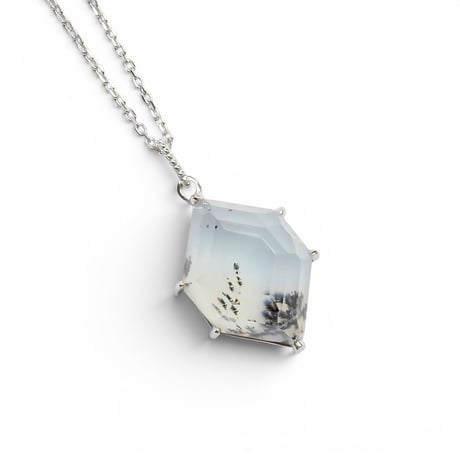 【ncklace】　デンドリティックアゲート+白水晶