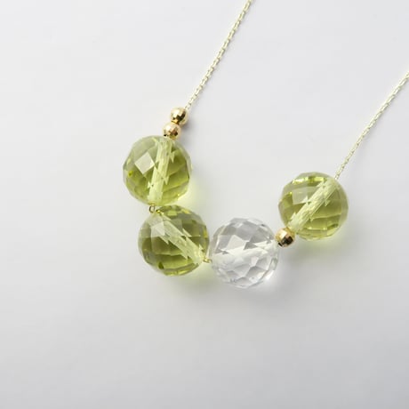 【necklace】　bubble（レモンクォーツ・白水晶）N-284
