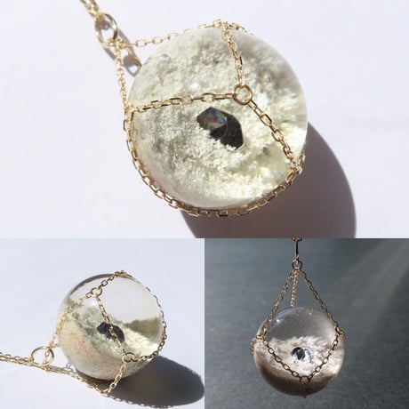 【Necklace】ホワイトガーデンクォーツ パイライト入り