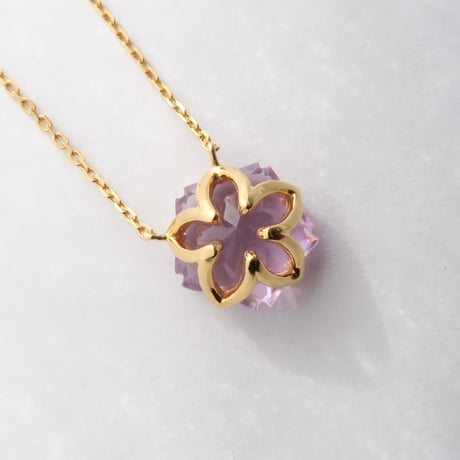 ローズアメジスト 10mm さくらシェイプカット necklace
