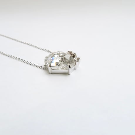 【ncklace】　スモーキークォーツ mini甲州貴石切子 + ルチルクォーツかんなカット